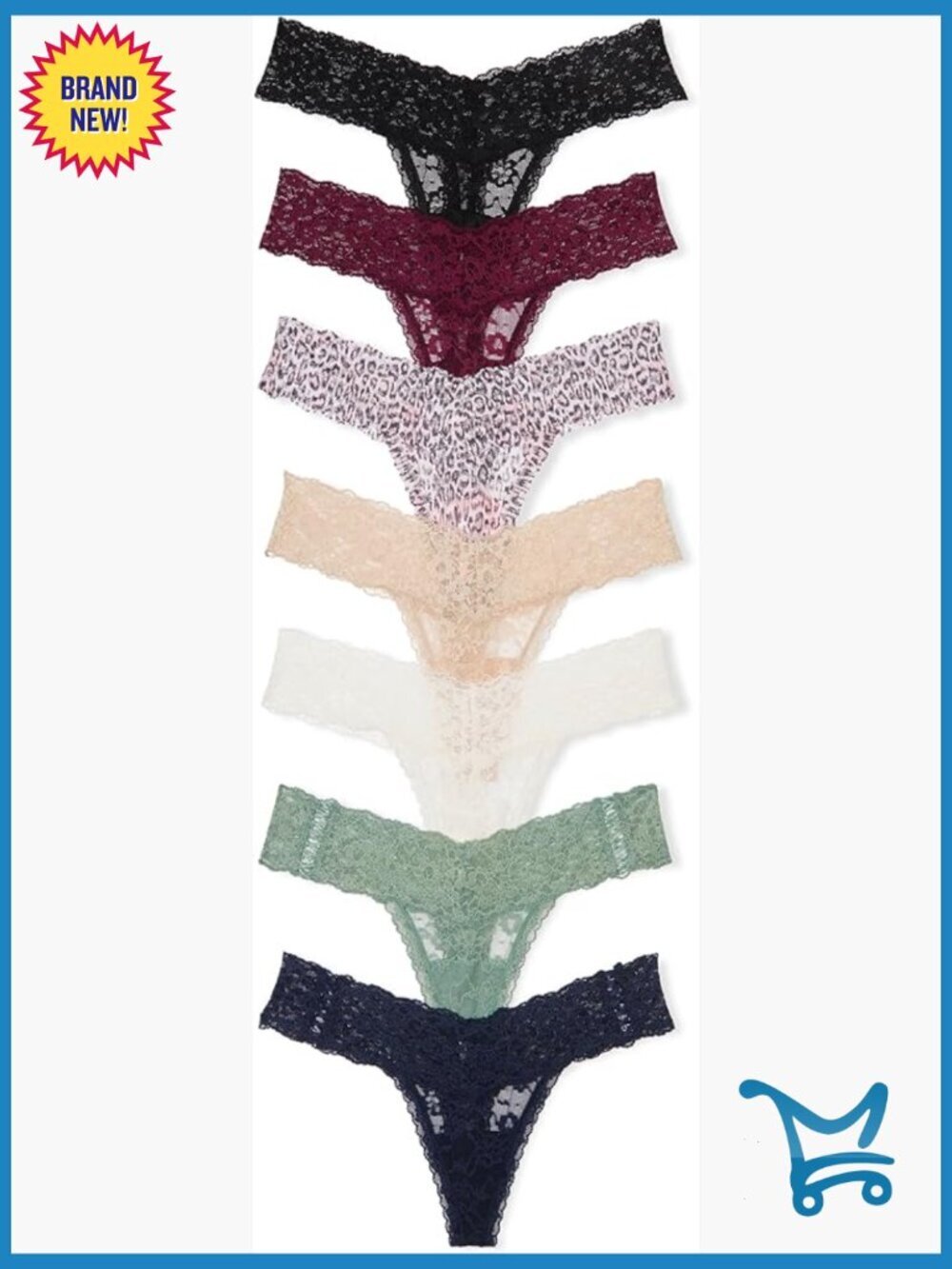 Lace Thong Panties Multi Pack, Low Rise, 7-Pack